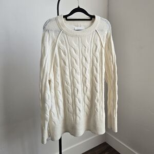 Aerie Women's Cream Faux Cable Knit Sweater